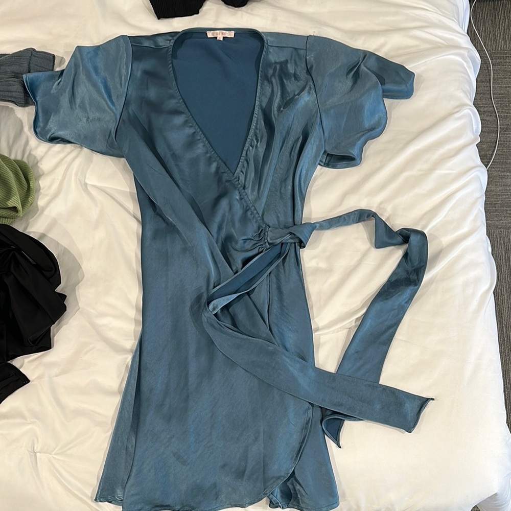 Elegant Blue Wrap Dress